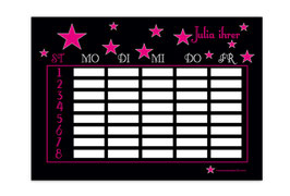 A4 Stundenplan | Sterne schwarz-pink