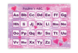 ABC Lernposter | Pastell Herzchen - lila rosa