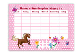 A4 Stundenplan | Pferde Sternchen - rosa