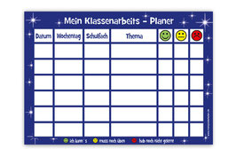 A4 Klassenarbeitsplaner - abwaschbar | Sterne - dunkelblau