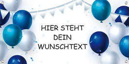 Banner Einschulung - Kinderparty - Jubiläum 100 x 50 cm | Bunte Luftballons - blau silbern