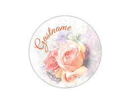 Hochzeitsaufkleber | Blumenstrauß "Gastname" -  lachs