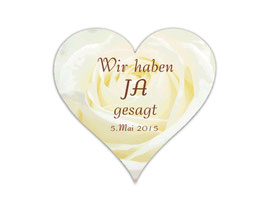 Hochzeitsaufkleber Herz  | romantische Rosen  "Wir haben Ja gesagt"
