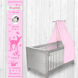 Kindermesslatte mit Foto  | Reh - rosa mint