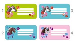 Heftaufkleber 3,0 x 6,5  cm | Pony Blumen