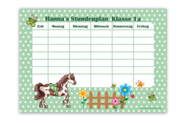 A4 Stundenplan | Pferde Sternchen - grün