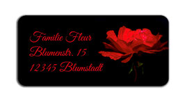 Adressaufkleber eckig  | Rose - rot