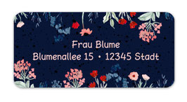Adressaufkleber eckig | Sommerblumen rot rosa blau - dunkel