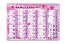 1x1 Lernposter | Pastell Herzchen - lila rosa