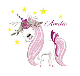 Wandaufkleber | Einhorn rosa - personalisierbar