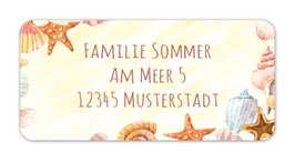 Adressaufkleber eckig  | Muscheln Seesterne