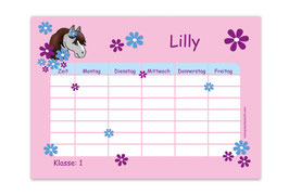 A4 Stundenplan | Pony Blumen - rosa