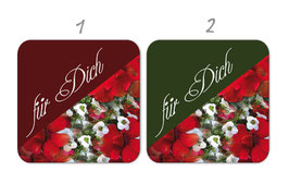 Geschenkaufkleber - eckig | rot weiße Blumen - Für Dich