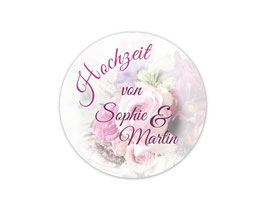 Hochzeitsaufkleber | Blumenstrauß "Hochzeit" -  rosa