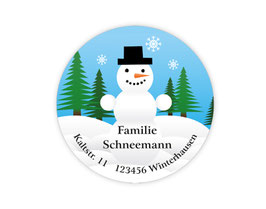 Adressaufkleber rund  | Schneemann