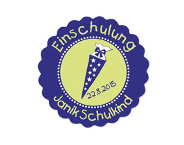 Aufkleber Einschulung | Schultüte blau