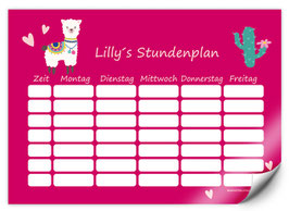 Stundenplan - selbstklebend | Lama pink