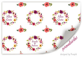 Geschenkpapier | Blumenkranz - Alles Gute - personalisierbar