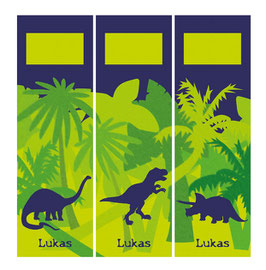 3er Set Ordnerrückenaufkleber | Dinos - personalisierbar