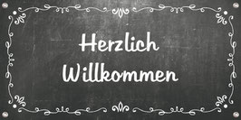 Banner Event 100 x 50 cm | Tafeloptik - weiße Ornamente - Herzlich Willkommen