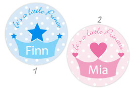 Baby Aufkleber zur Geburt | Prinz- Prinzessin - Stern - Herz