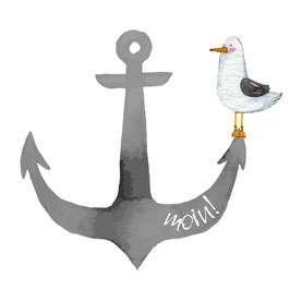 Wandaufkleber | Anker & Möwe - grau
