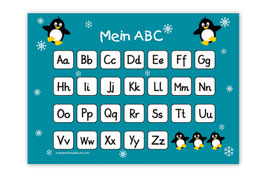 ABC Lernposter | Pinguin - türkis