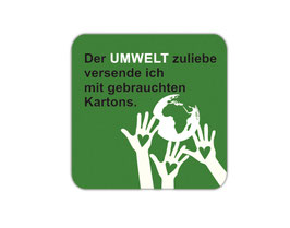Verpackungsetiketten eckig | Der Umwelt zuliebe - schützende Hände grün