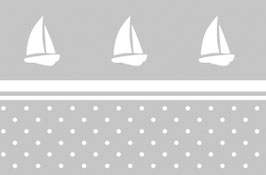 Vliesbordüre | Segelboot & Pünktchen