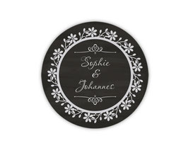 Hochzeitsaufkleber | Chalkboard Ornament Vintage - schwarz
