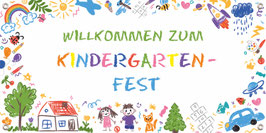 Banner Kinderevents 100 x 50 cm | Bunte Kinderzeichnungen - Kindergartenfest