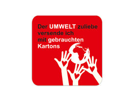 Verpackungsetiketten eckig | Der Umwelt zuliebe - schützende Hände rot