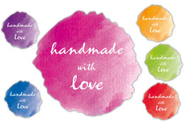 Handmade Aufkleber | Handmade with Love - Farbklecks - personalisierbar