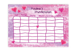 A4 Stundenplan | Pastell Herzchen pink-rosa