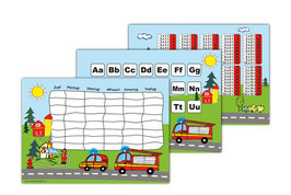 3 er Schulset: Stundenplan + Lernposter | Feuerwehr