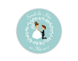 Hochzeitsaufkleber | Brautpaar Antrag - aqua