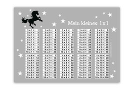 1x1 Lernposter | Wildpferd - grau