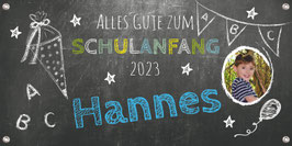 Banner zur Einschulung 100 x 50 cm - mit Foto personalisierbar | Tafeloptik - Alles Gute zum Schulanfang