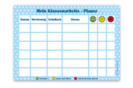 A4 Klassenarbeitsplaner - abwaschbar | Sternchen - blau