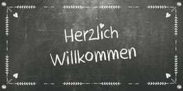 Banner Event 100 x 50 cm | Tafeloptik - Kreide Ornamente - Herzlich Willkommen