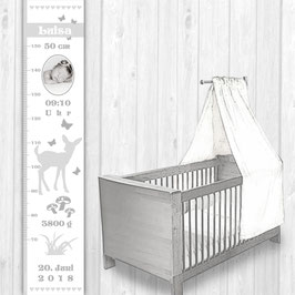 Kindermesslatte mit Foto | Reh - weiß grau