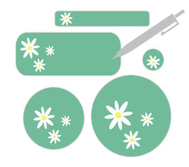 Schulstarter-Set blanko - 90 teilig | Gänseblümchen - mintgrün