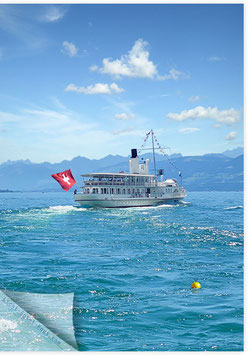 ZRH Seeschiff Stadt Rapperswil 001, Blick über den Zürisee mit Seeschiff