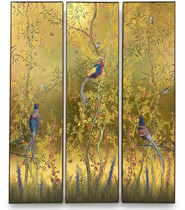 Drieluik gouden Chinoiserie Fazanten
