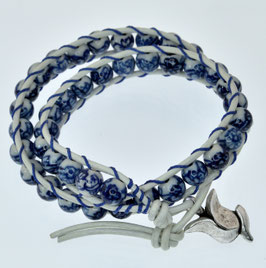 DB-2035 Dubbele Chan-Luu armband wit/blauw