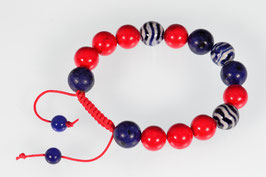 Delftsblauwe armband, rood Koraal en Lapis Lazuli DB-2052