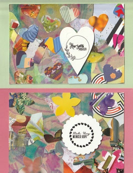 2 Faltkarten: Papiercollage bunt 3