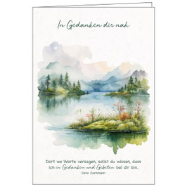 Faltkarte Trauer: Bergsee - In Gedanken dir nah