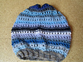 Gestrickte Beanie Mütze aus Baumwolle BLAU