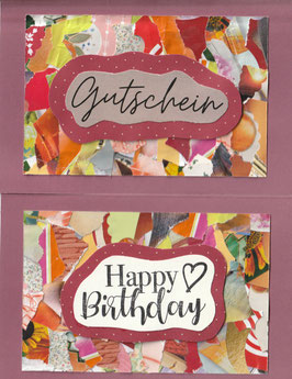 2 Faltkarten: Papiercollage bunt 2
